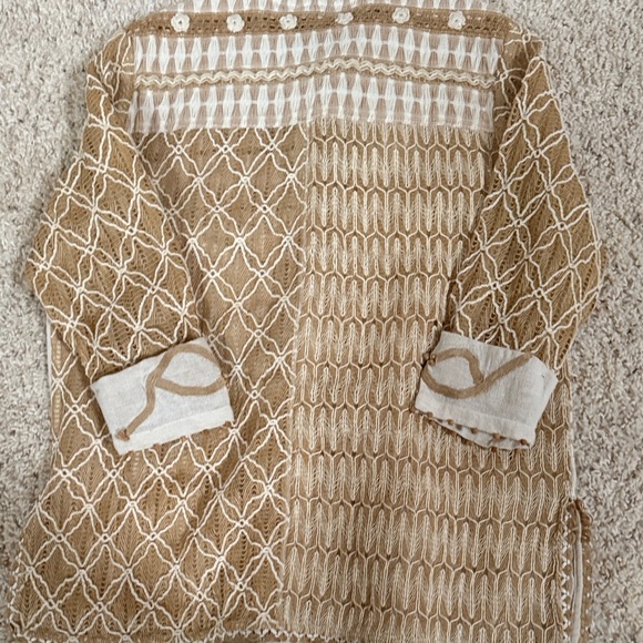 Sandy Starkman Beige and White Embroidered Jacket sz xl - Picture 6 of 6